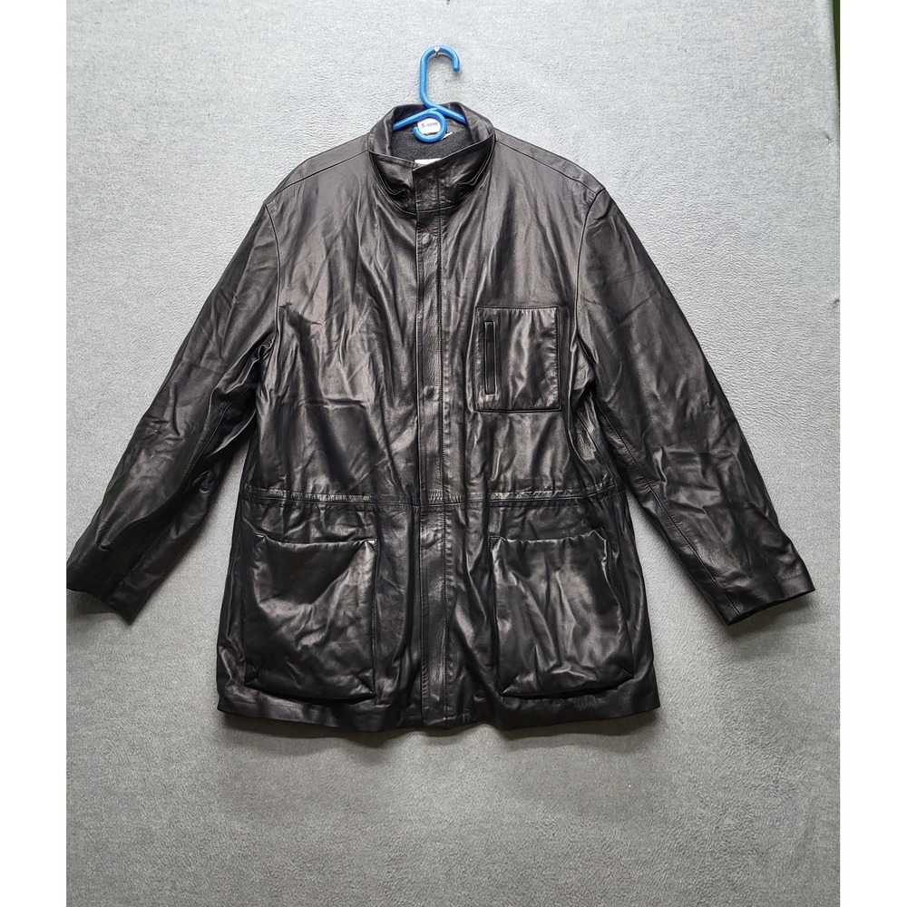 Bally Men Jacket 44 Black Real Leather Fleece Lined Italy 90s